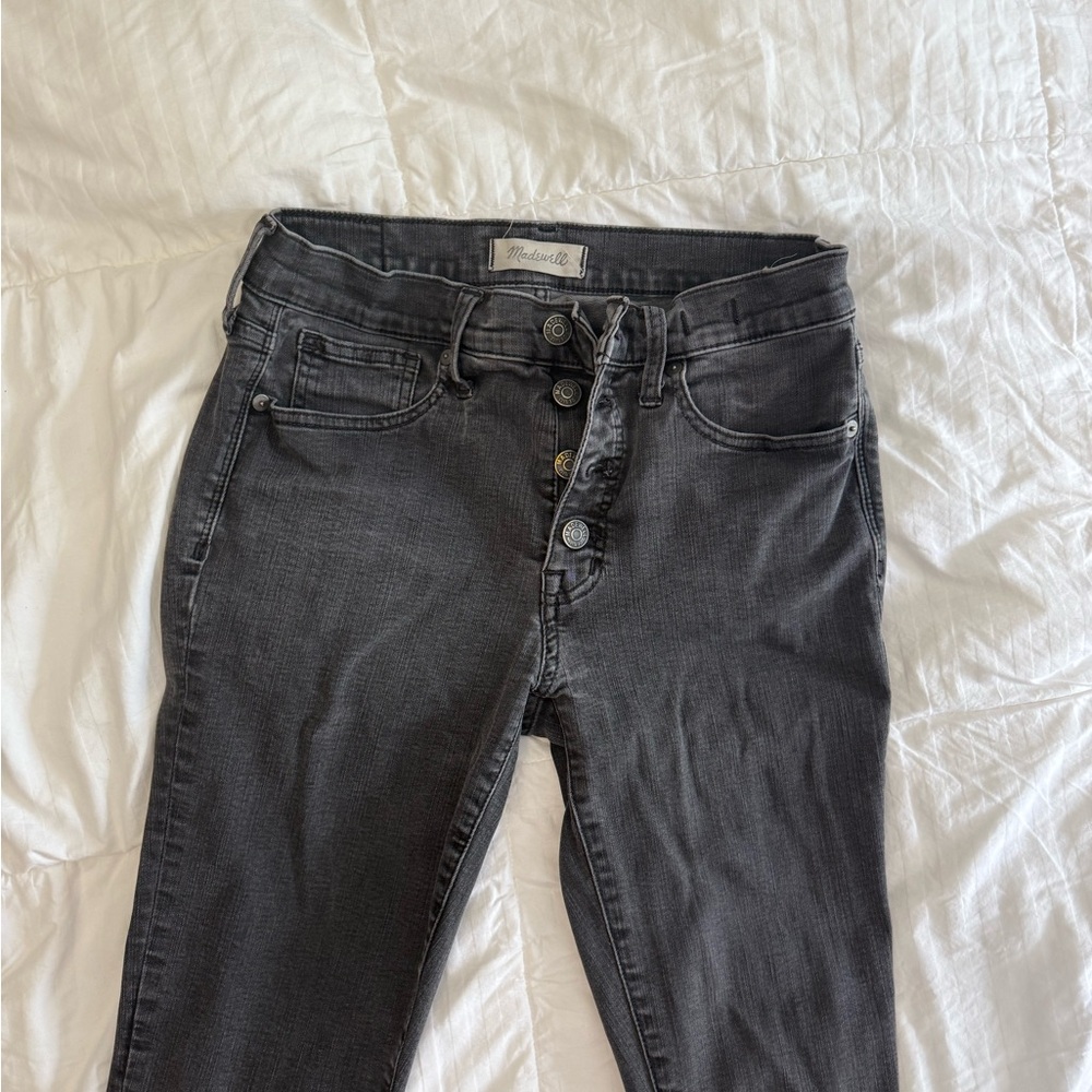 Madewell Dark Gray Ankle Jeans with Button Fly - Picture 2 of 3